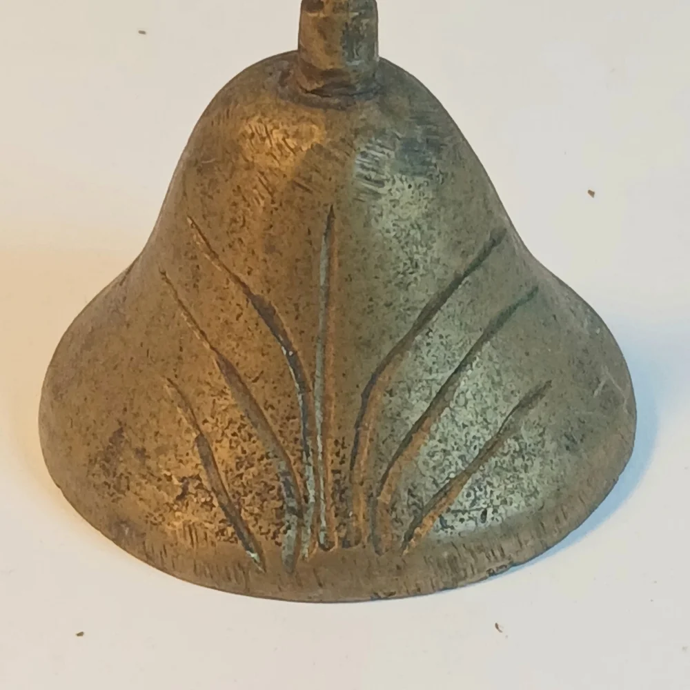 Vintage 80s Brass Hand Crane Bell